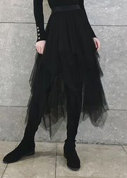 Boutique Black Asymmetrical fashion tulle Skirts Spring