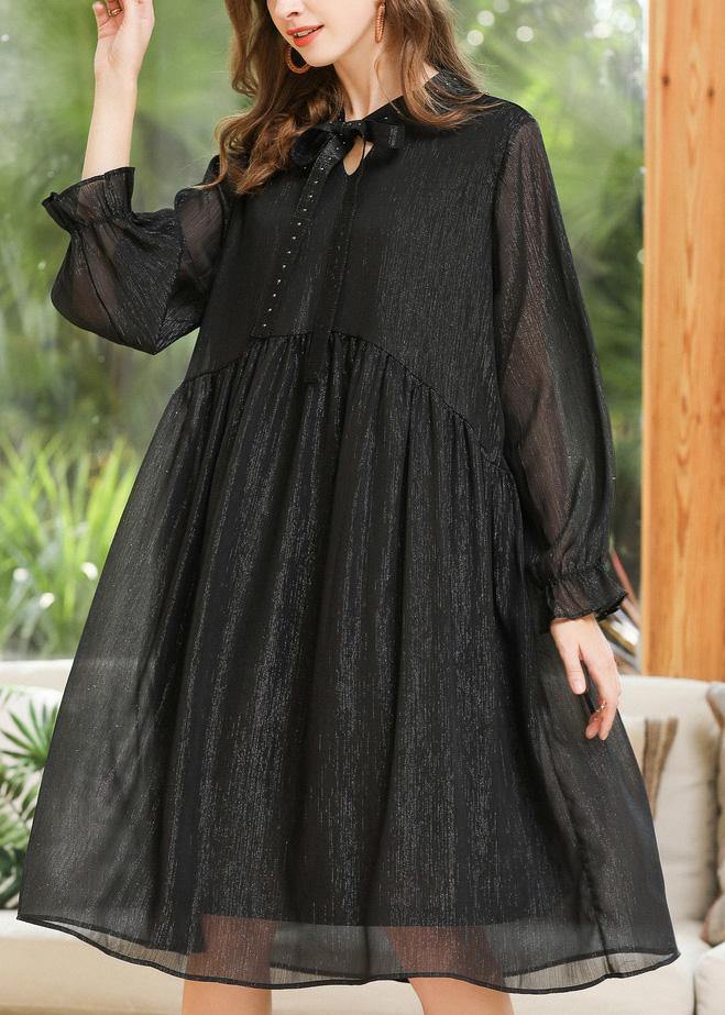 Boutique Black Chiffon Rivet Summer Long Dresses - SooLinen