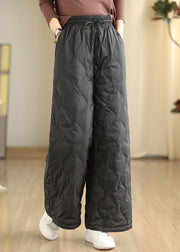 Boutique Black Cinched Pockets Fine Cotton Filled Pants Winter
