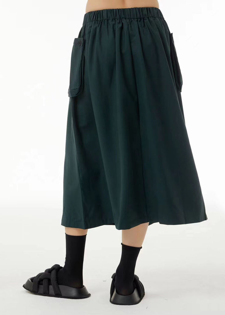Boutique Black Elastic Waist Oversized Pockets Cotton Skirts Summer