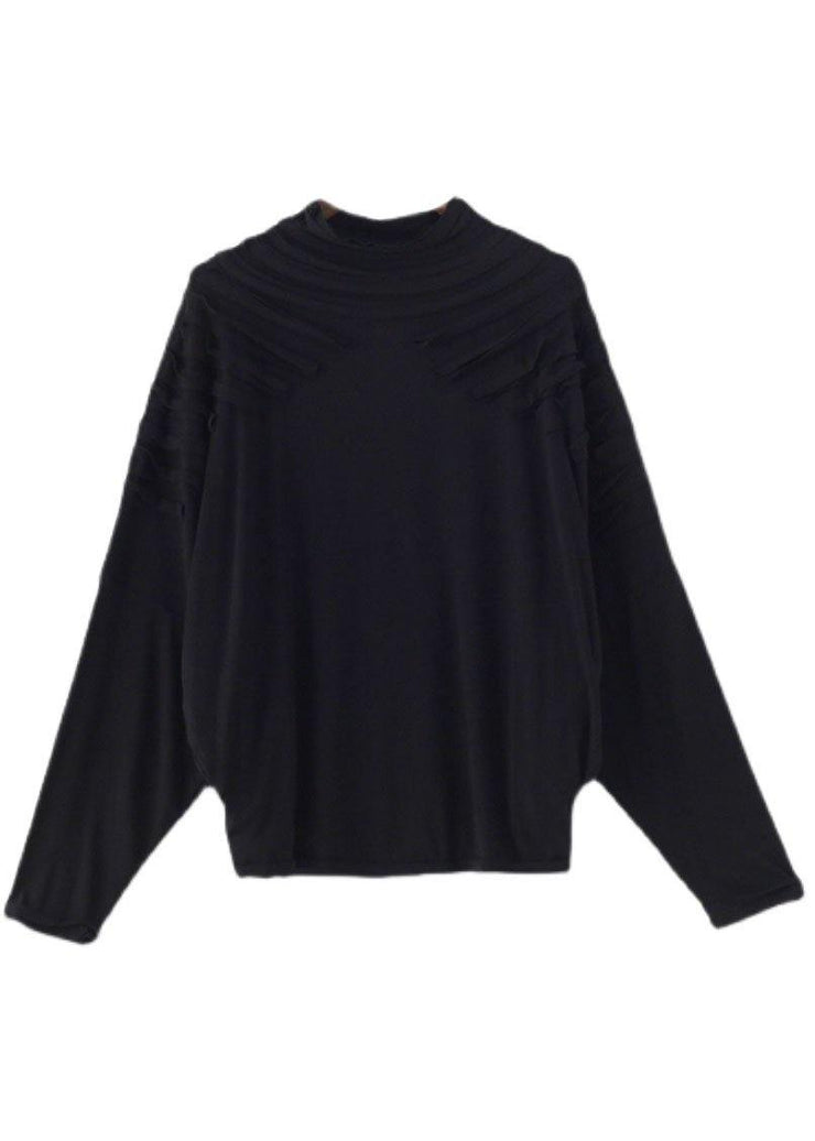 Boutique Black O-Neck Fall Cotton Cozy Sweater - SooLinen