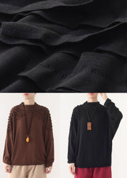 Boutique Black O-Neck Fall Cotton Cozy Sweater - SooLinen