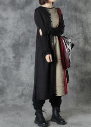 Boutique Black O-Neck Patchwork Fall Knitwear Dress - SooLinen