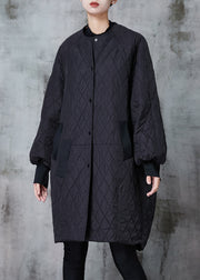 Boutique Black Oversized Patchwork Fine Cotton Filled Jacket In Winter