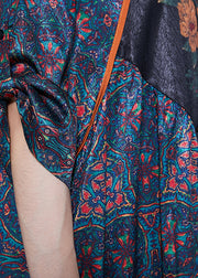 Boutique Black Oversized Patchwork Print Silk Dresses Summer
