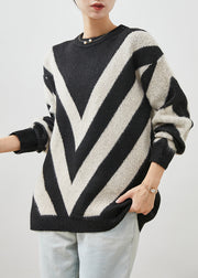 Boutique Black Oversized Striped Knit Sweater Winter