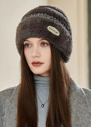 Boutique Black Patchwork Knitted Cotton Bonnie Hat