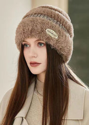 Boutique Black Patchwork Knitted Cotton Bonnie Hat