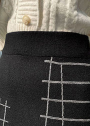 Boutique Black Plaid Knit A-Linien-Röcke Winter