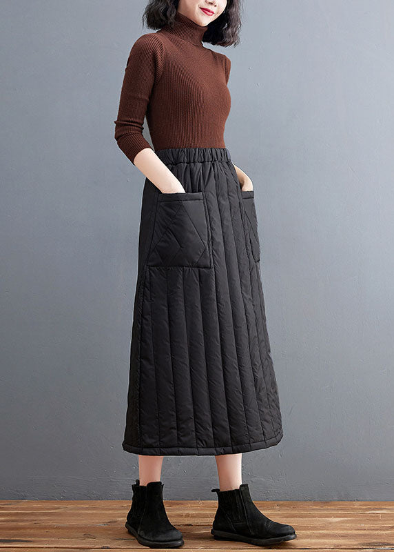 Boutique Black Pockets Fine Cotton Filled Skirt Winter