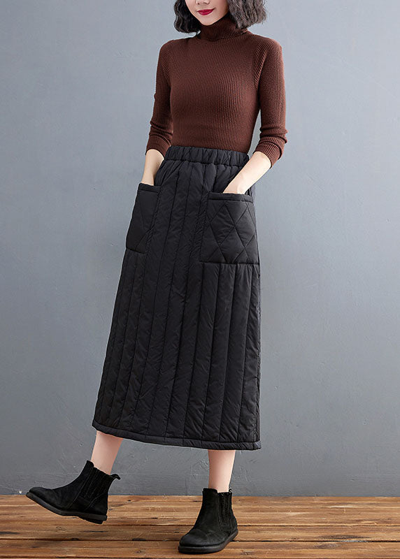 Boutique Black Pockets Fine Cotton Filled Skirt Winter