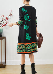 Boutique Black Print Complimentary Scarf Knit Dresses Fall