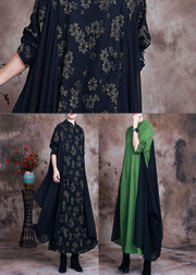 Boutique Black Print Patchwork Fall Dresses Long sleeve
