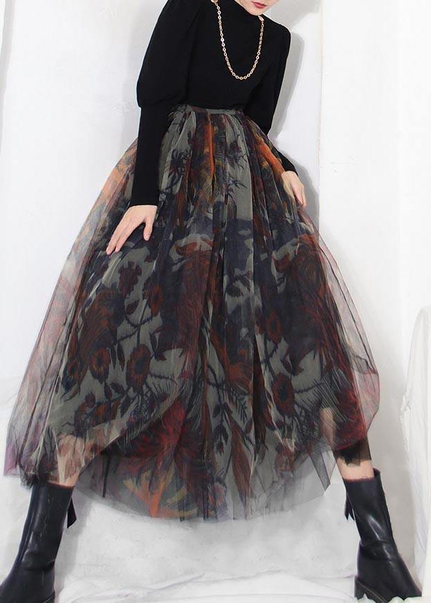 Boutique Black Print asymmetrical design Tiered  Skirt Summer - SooLinen