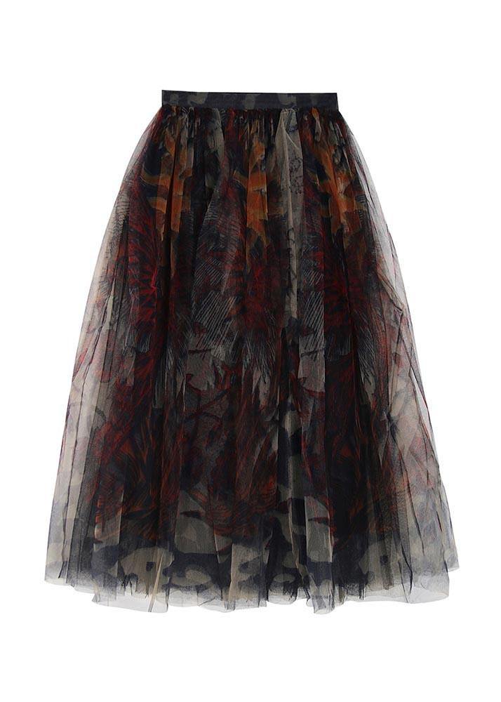 Boutique Black Print asymmetrical design Tiered  Skirt Summer - SooLinen