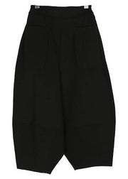 Boutique Black lantern Wide Leg Crop Pants Spring - SooLinen