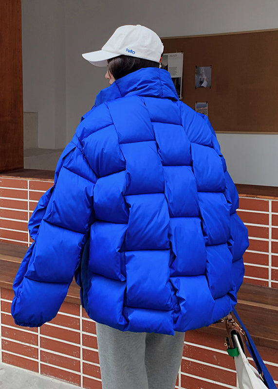 Boutique Blue Oversized Pockets Fine Cotton Filled Puffer Jacket Winter