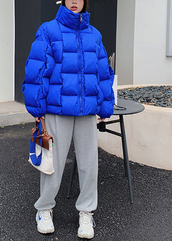 Boutique Blue Oversized Pockets Fine Cotton Filled Puffer Jacket Winter