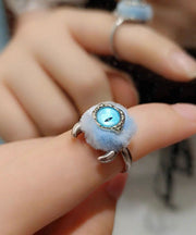 Boutique Blue Sterling Silver Fuzzy Monster Rings
