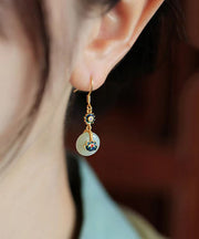 Boutique Blue Sterling Silver Overgilid Pearl Enamel Lotus Drop Earrings