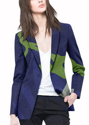 Boutique Blue button Peter Pan Collar Print Coat Long Sleeve
