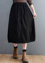Boutique Coffee Cinched Pockets Elastic Waist Corduroy Skirt Spring