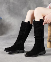 Boutique Comfortable Splicing Boots Black Suede