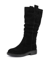 Boutique Comfortable Splicing Boots Black Suede