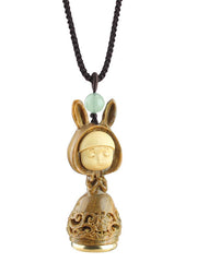 Boutique Ginger Jade Holow Out Rabbit Girl Pendant Necklace