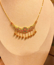 Boutique Gold Alloy Ancient Gold Cloisonne Hollow Out Tassel Pendant Necklace