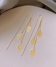 Boutique Gold Silver Drop Leaf Tassel Earrings