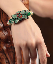 Boutique Green Hand Woven Alloy Coloured Glaze Green Agate Charm Bracelet
