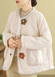 Boutique Green O Neck Pockets Fleece Wool Lined Jackets Winter