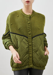 Boutique Green Oversized Patchwork Knit Cardigans Spring