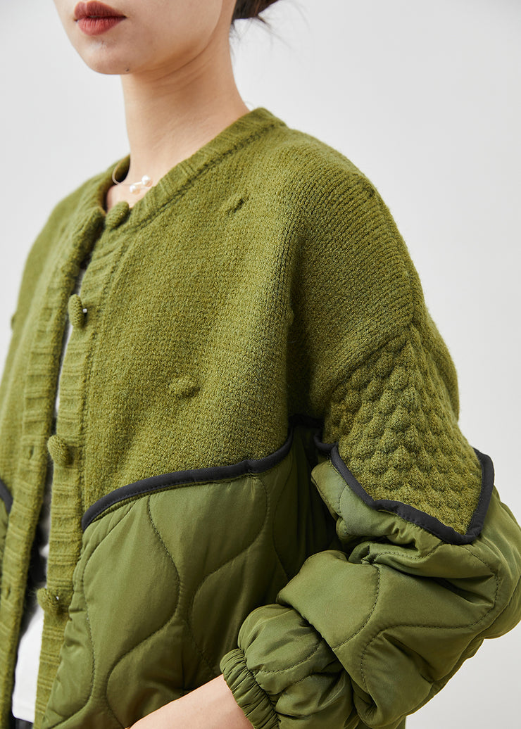 Boutique Green Oversized Patchwork Knit Cardigans Spring