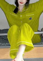 Boutique Green Peter Pan Collar Thick Velour Two Piece Set Pajamas Spring
