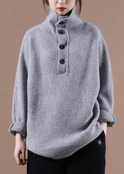 Boutique Grey Knit Casual Fall Sweater - SooLinen