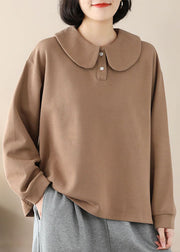 Boutique Grey Peter Pan Collar Flatering Cotton Shirt Spring