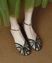 Boutique Hollow Out Splicing Walking Sandals Blackish Green Faux Leather