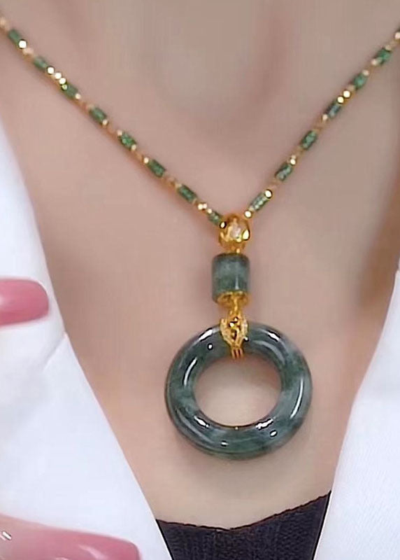 Boutique Jade Agate Bamboo Knot Pendant Necklace