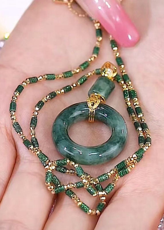 Boutique Jade Agate Bamboo Knot Pendant Necklace