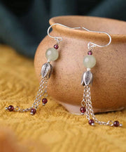Boutique Jade Tassel Patchwork Silver Drop Earrings