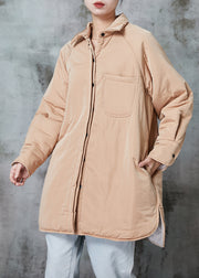 Boutique Khaki Oversized Pockets Fine Cotton Filled Puffers Jackets Winter