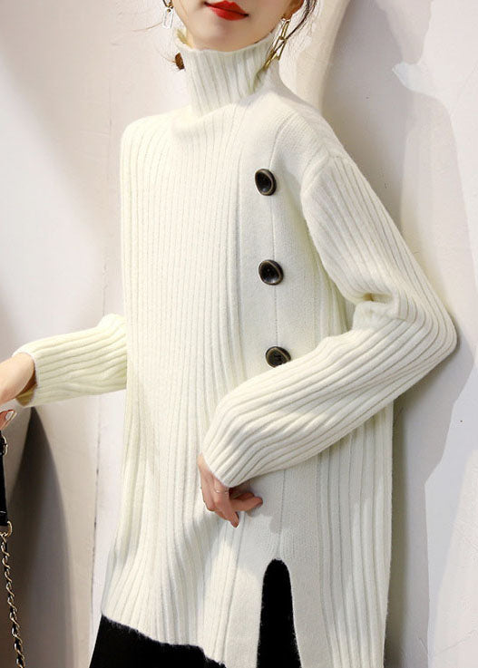 Boutique Khaki Turtleneck Thick Fall Winter Knit Sweater