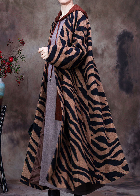 Boutique Leopard V-Ausschnitt Fledermausflügel Ärmel Mode Winter Wollmäntel