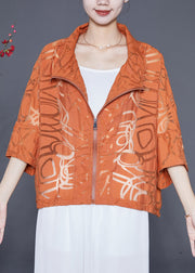 Boutique Orange Oversized Hollow Out Cotton Coat Batwing Sleeve