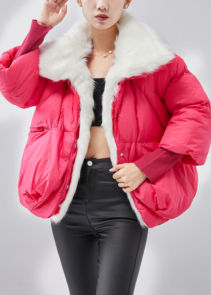 Boutique Pink Fur Collar Fine Cotton Filled Winter Short Coats