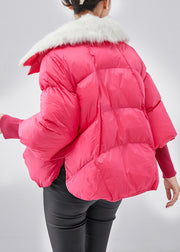Boutique Pink Fur Collar Fine Cotton Filled Winter Short Coats