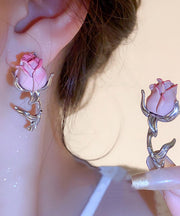 Boutique Pink Overgild Floral Drop Earrings