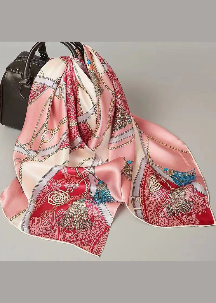 Boutique Pink Printed Comfortable Versatile Silk Scarf